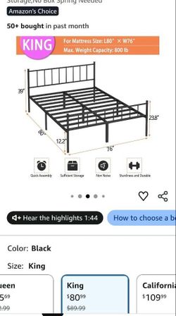 King size bed frame
