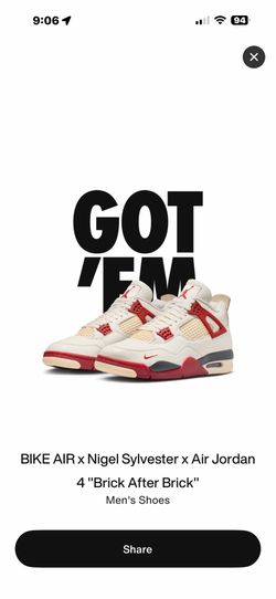 Retro Jordan 4 Bike Air Brick after Brick Nigel Sylvester