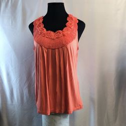 Lane Bryant Orange top rosette neckline