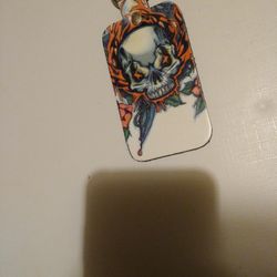 Fire Skull   Leather keychains 