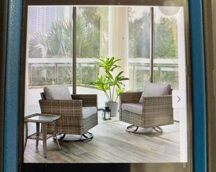 Wicker Swivel Rocking Chair 3-piece Set - Dark Grey