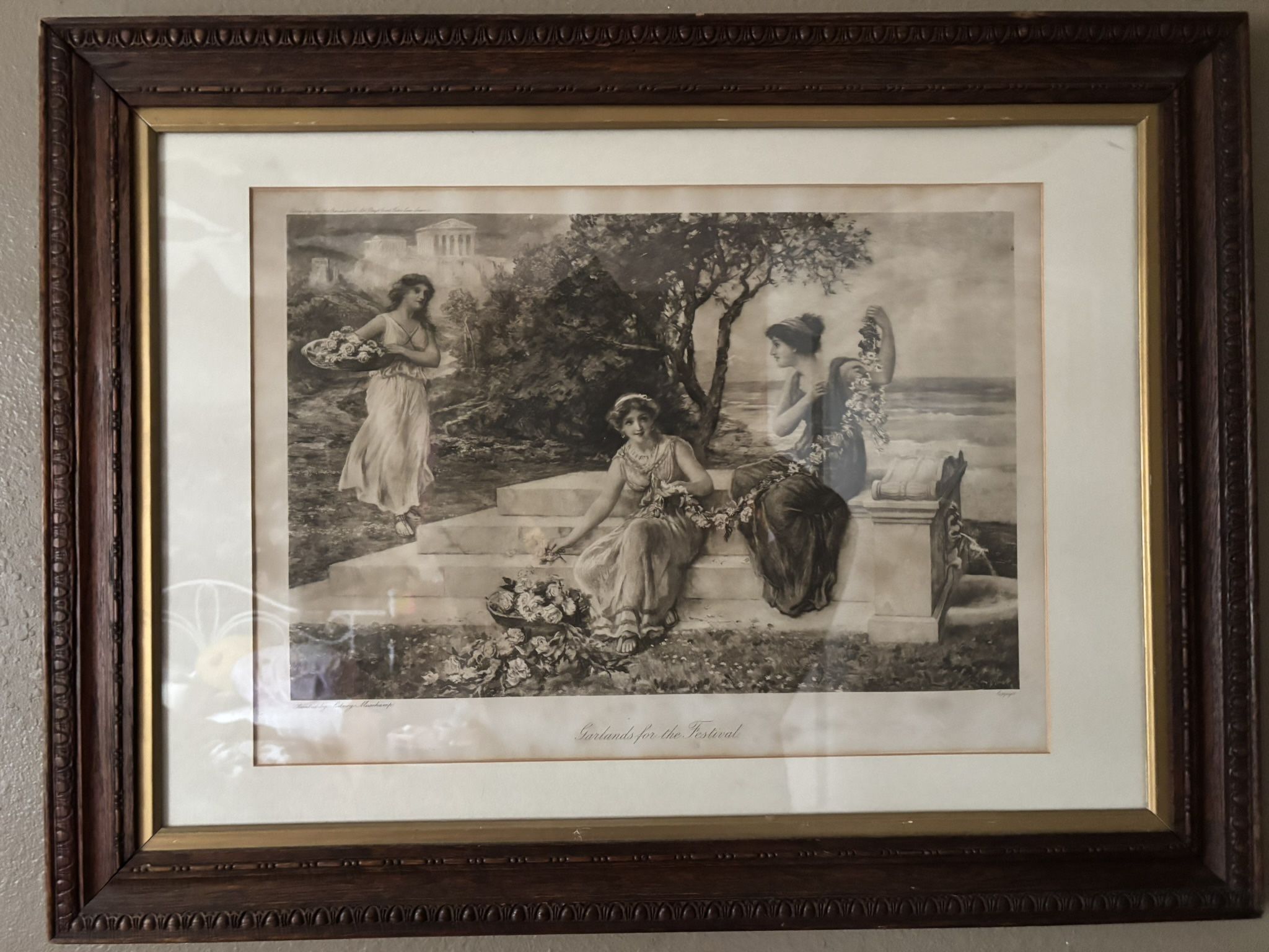 Wooden Framed Garlands Of The Festival Print Of Painting