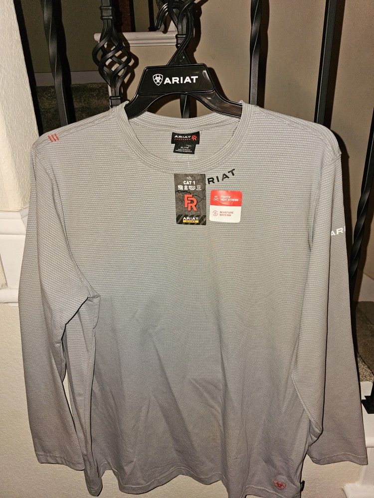 ARIAT FRC DRI FIT GREY PULL OVER SHIRTS 