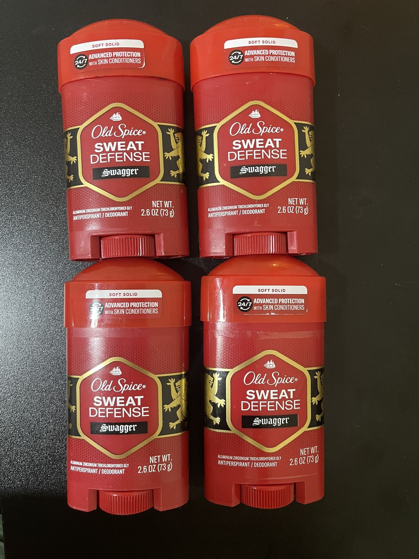 4pack Old Spice Men's Antiperspirant Deodorant Sweat Defense Pure Sport Plus Stronger Swagger, 2.6 oz