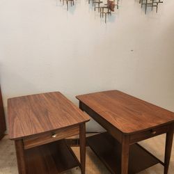 Pair Of Mid Century Walnut End Tables