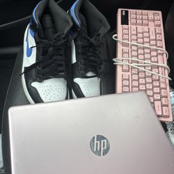 Laptop , Keyboard , And Jordans