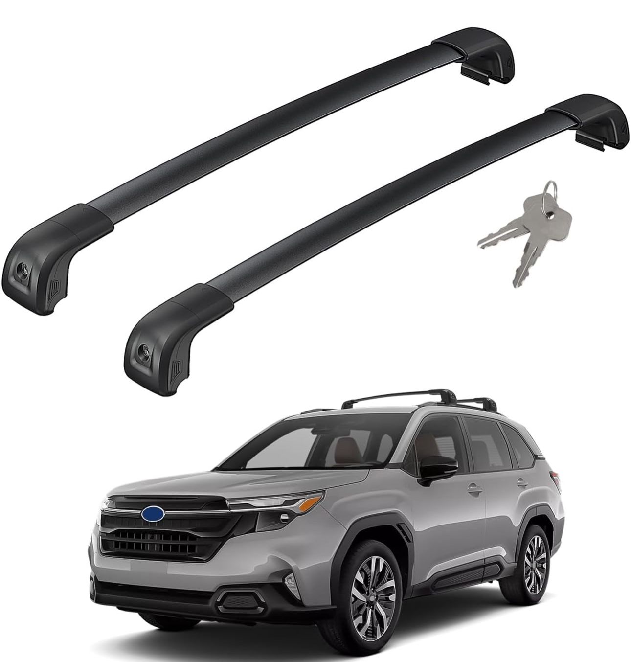 300lbs Lockable Roof Rack Cross Bars Compatible with 2025 Subaru Forester Sport/Touring, Aluminum Roof Rails Crossbars for Rooftop Cargo Carrier Lugga