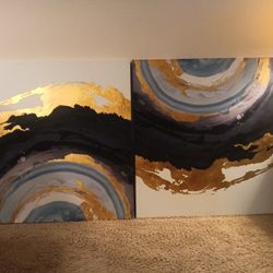 2 Framed Canvas Wall Art   40L x 40H in