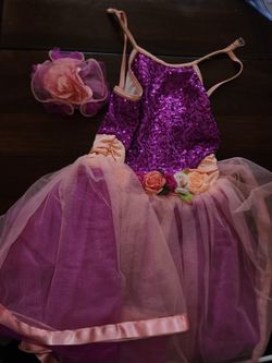Purple-Pink Ballet/tap Dress With Head Piece