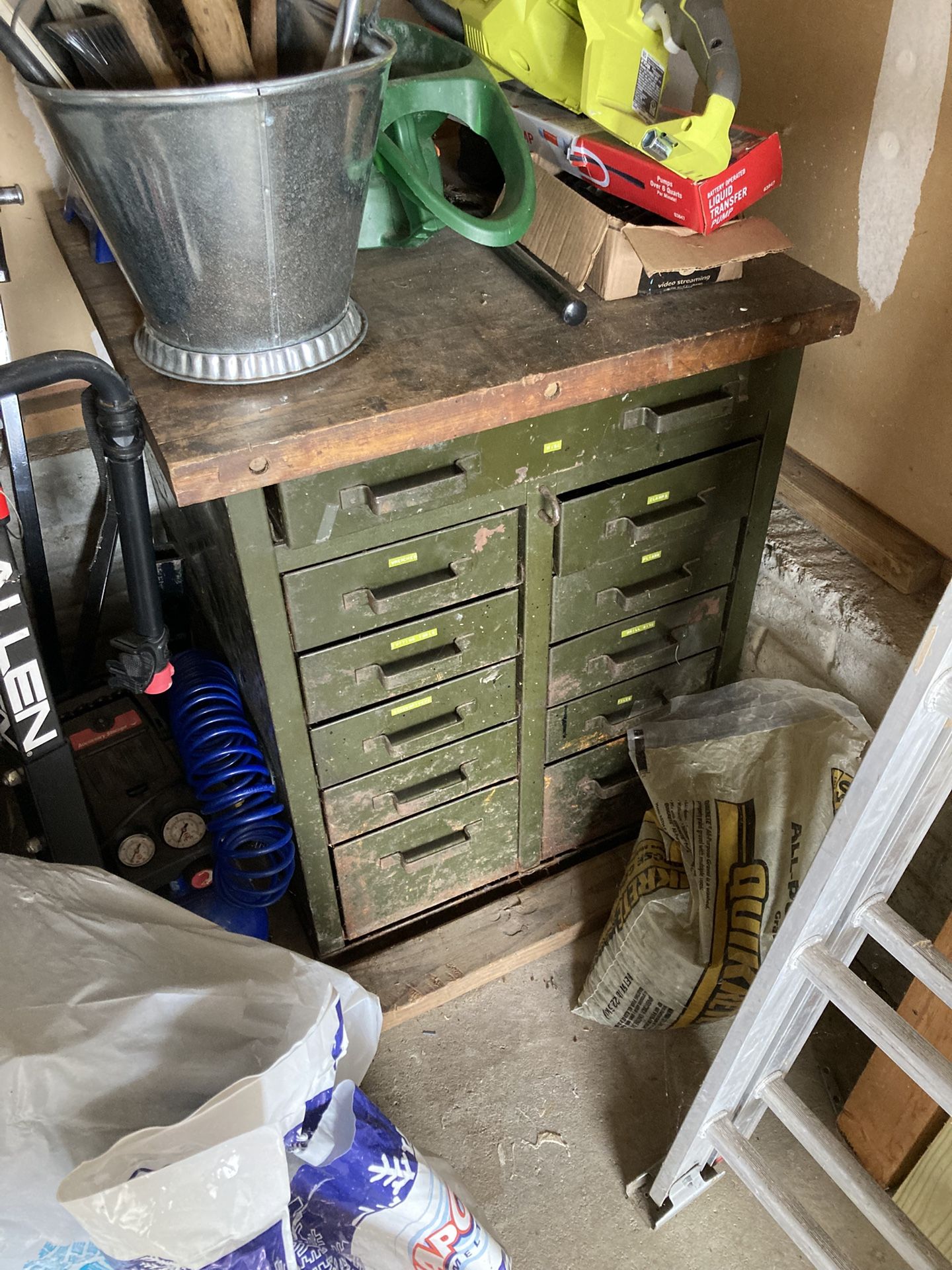 Old Steel Tool Storage Chest/Workbench