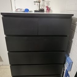 Black 6 Drawer Chest Dresser