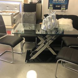 New Glass Top Table With 4 Chairs K Furniture And More 5513 8th Street W Suite 10 Lehigh 