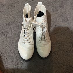 White Combat Boots 