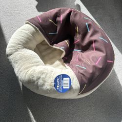 Brand New PawsPik Orthopedic Memory Foam Donut-Themed Plush Bolster Cat & Dog Bed & Removable Cover, Medium, Chocolate