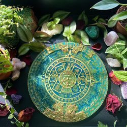 Aztec Calendar | Wall Display | 24 Carrot Gold Features