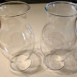 2 Clear Glass Hurricane Candle Shades