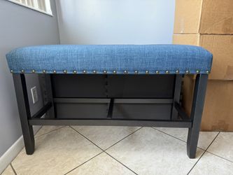 Upholstered Blue Bench