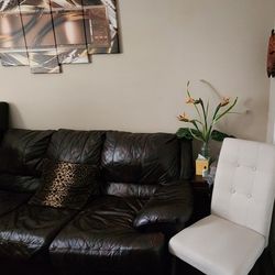 Brown Leather Pull Out Couch