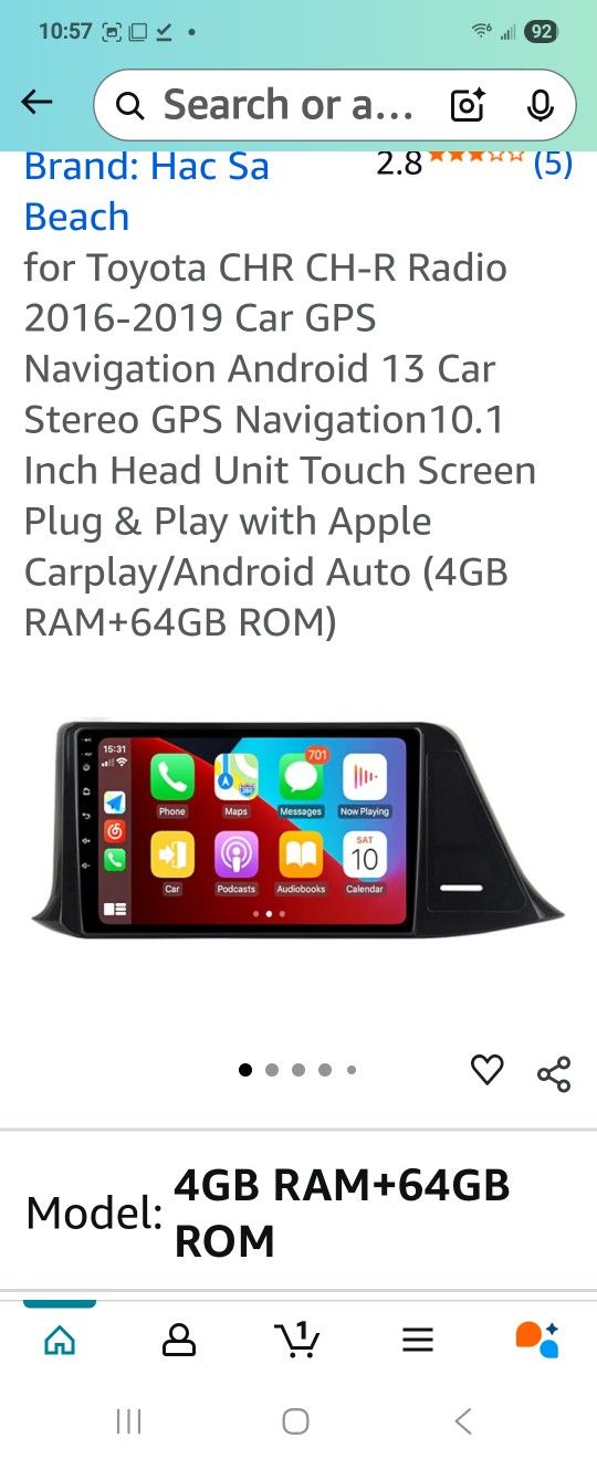 for Toyota CHR CH-R Radio 2016-2019 Car GPS Navigation Android 13 Car Stereo GPS Navigation10.1 Inch Head Unit Touch Screen Plug & Play with Apple Car