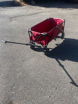 Uline Foldable Utility Wagon Red Wheels And Handle Storage Bag
