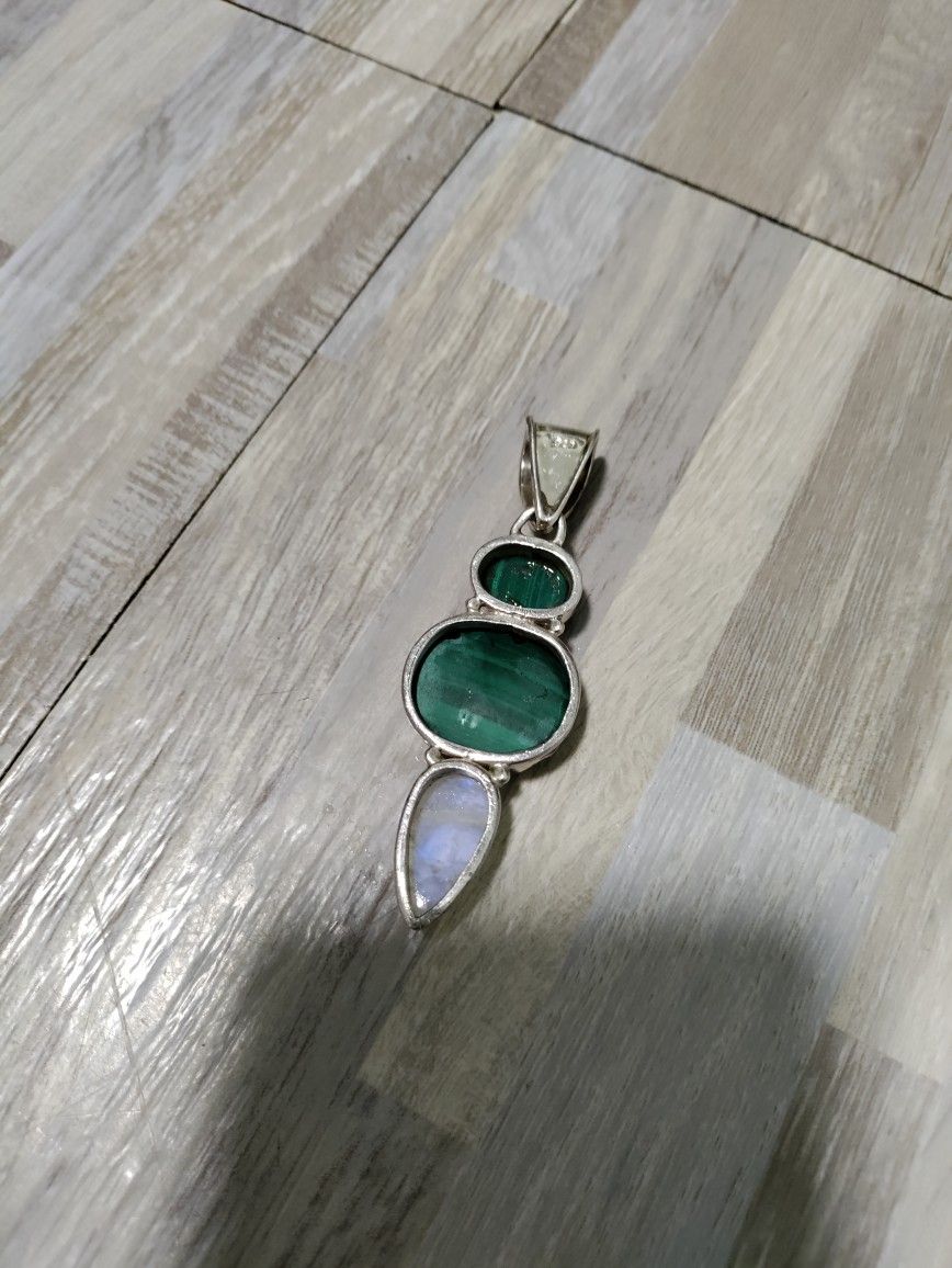 Malachite Moonstone 925 Silver Pendant