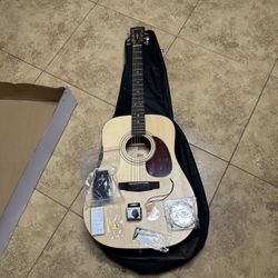 Cort 6 String Acoustic Guitar Pack, Right, Open Pore, Full (EARTHPACKOP-A)