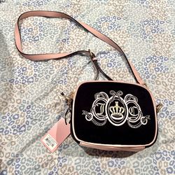 New Pink Black Juicy Couture Purse Crossbody Bag Vintage Style Y2K Camera Bag