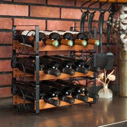 BRAND NEW 3 Tier 12 Bottle Stackable Wine Rack