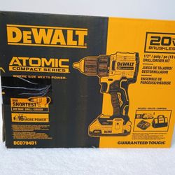 DEWALT
ATOMIC 20-Volt Lithium-Ion Cordless Compact 1/2 in. Drill/Driver Kit with 2.0Ah Battery, Charger and Bag