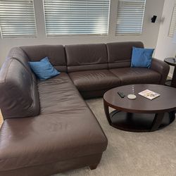 Leather modular sofa