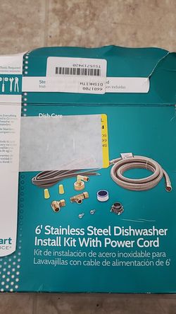6" stainless steel dishwasher install kit with power cord