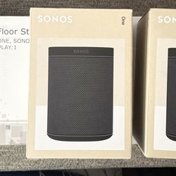(2) SONOS ONE (GEN 2) WIRELESS BUNDLE W/ STANDS - BRAND NEW NEVER USED