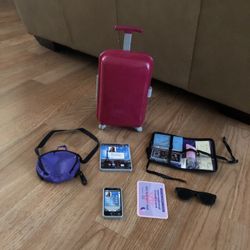 Travel Playset w/ Carry-On Suitcase & Accessories for 18" Doll 