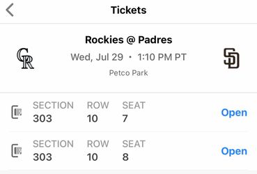 Padres tickets vs Rockies