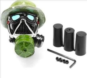 Green & black face mask manual gear shift knob