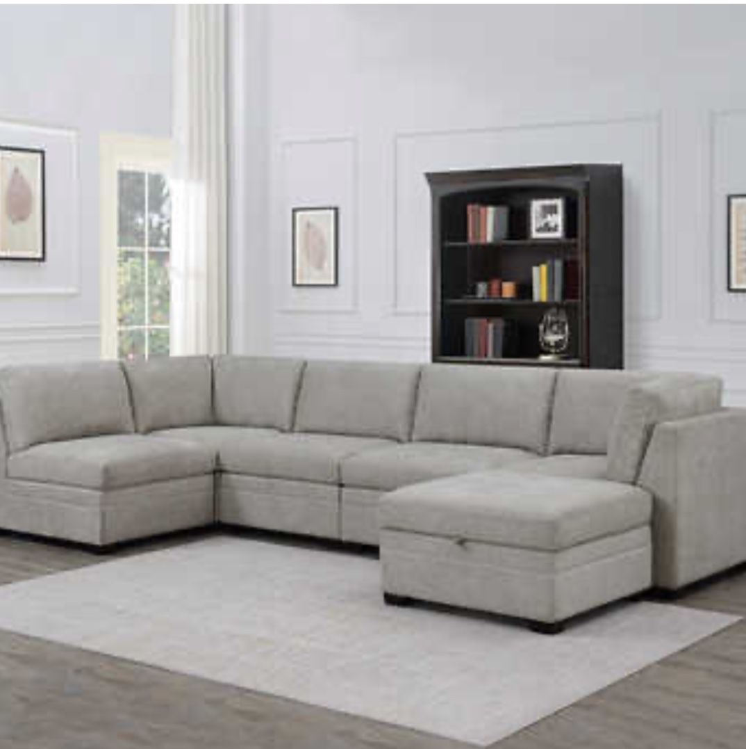 Beige Tisdale Fabric Sectional—New! Great Price!
