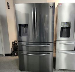 Samsung 4‑Door French Door Fridge – Black Stainless, Ice/Water