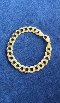 10k Gold Curb Link Bracelet | Brazalete Corte Brillo Oro 10k