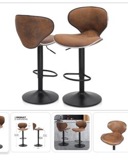 NEW MoNiBloom Counter Height Swivel Bar Stools Set Of 2, Coffee PU Leather