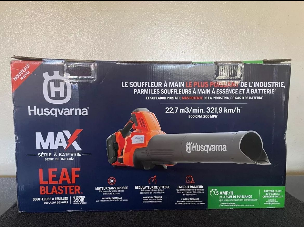 Husqvarna 350iB Leaf Blaster 800CFM Leaf Blower Kit w/ Batt & Charger BRAND NEW