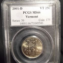 2001 D 25C  PCGS MS66 Vermont gold tonic✨⚡