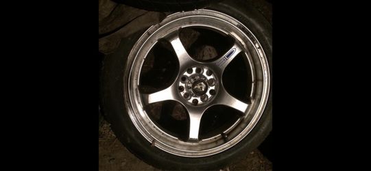 17 inch HD 5 lug universal wheels one is damaged but holds air. All 4 wheels with tires. $300 OBO