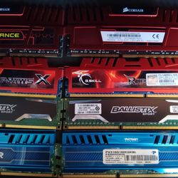 Lot Of Computer Parts 8 8GB Sticks Ram Memory &Gpu
