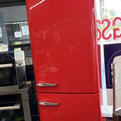 Smeg Red 24” Wide Bottom Freezer Refrigerator Open Box