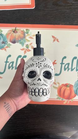 Sugar Skull Ceramic Soap Dispenser