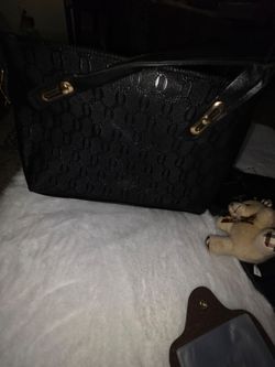 Black Monogram Tote Handbag