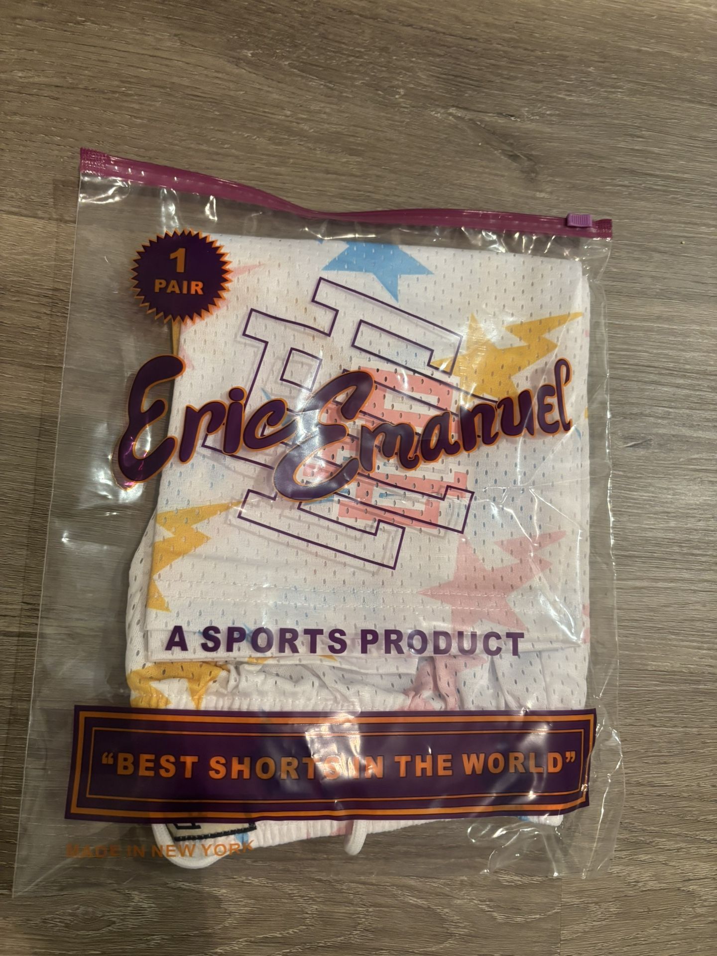 Eric Emanuel x Bape EE Basic Short White/Yellow/Blue/Pink Size M 