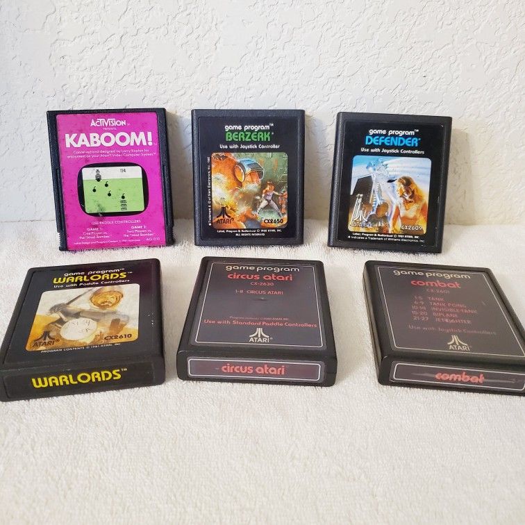 Vintage Atari & Activision Game Cartridges Combat Berserk Defender Warlords Lot