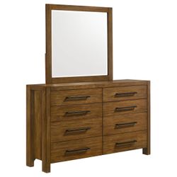 Adderley Warm Brown 8-drawer Bedroom Dresser and Mirror