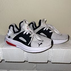 PUMA Enzo 2 Kids White Black Red Mesh Athletic Sneakers US 13 Lace-Up